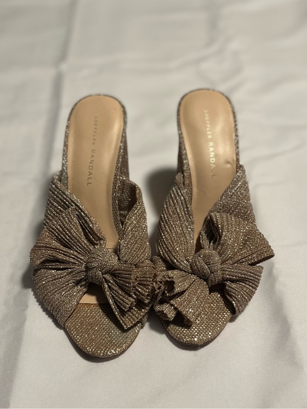 Loeffler Randall Metallic Knotted Block Heel Mules - Gold - Picture 4 of 12